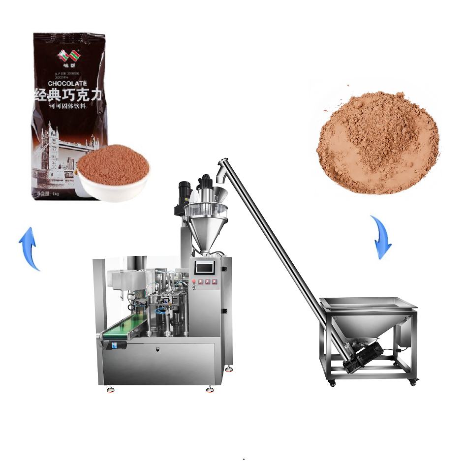 Empaquetadora de bolsas en polvo de polietileno (PE) de cacao prefabricadas